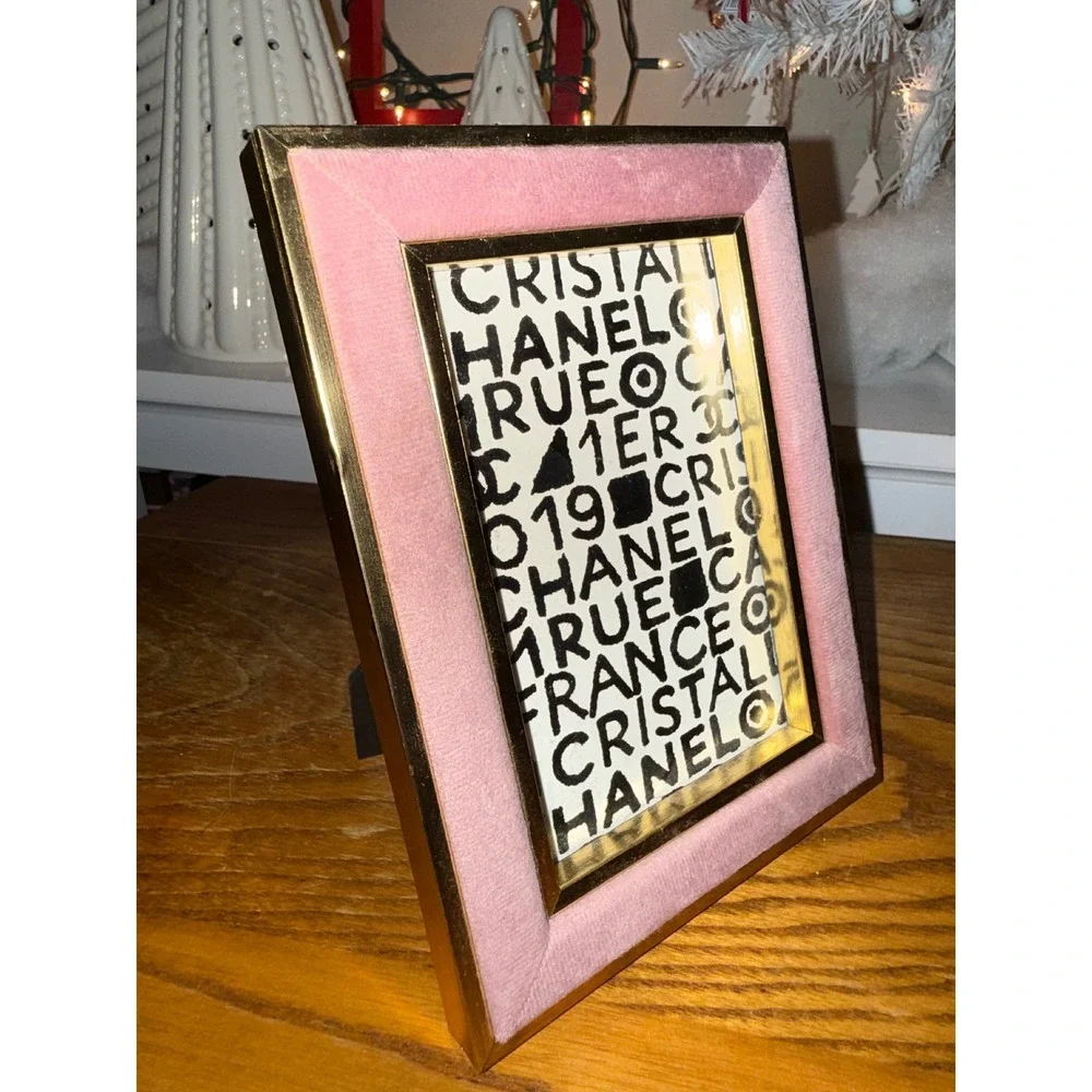 Pink Velvet Gold Trim Chanel‎ Paris Rue Cambon Style Photo Frame Display